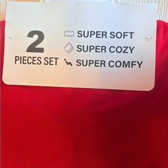 Free w/ Purchase 2 Piece by Free Haven Pajamas Henley & Shorts Plaid Flannel Red - Picture 8 of 15